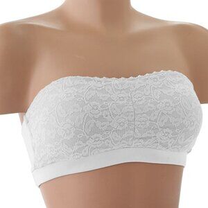 MAIDENFORM WOMEN'S SIZ 38 BRA WHITE "DREAM LACE BANDEAU" STRAPLESS WIRE FREE NWT